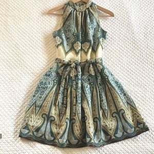 Anna Sui Silk Brocade and Printed Sleeveless Dress